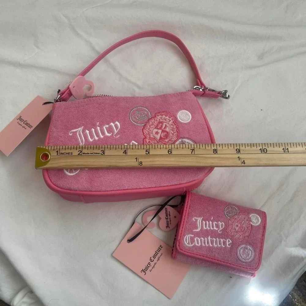 Juicy Couture Cherry Blossom Pink‎ Terry Cloth Wristlet and Trifold Wallet Set